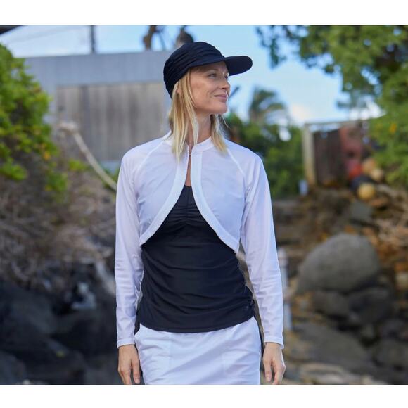 NWT UV Skinz Sun Shrug Cropped UPF 50+ White Size 2XL - Picture 1 of 10